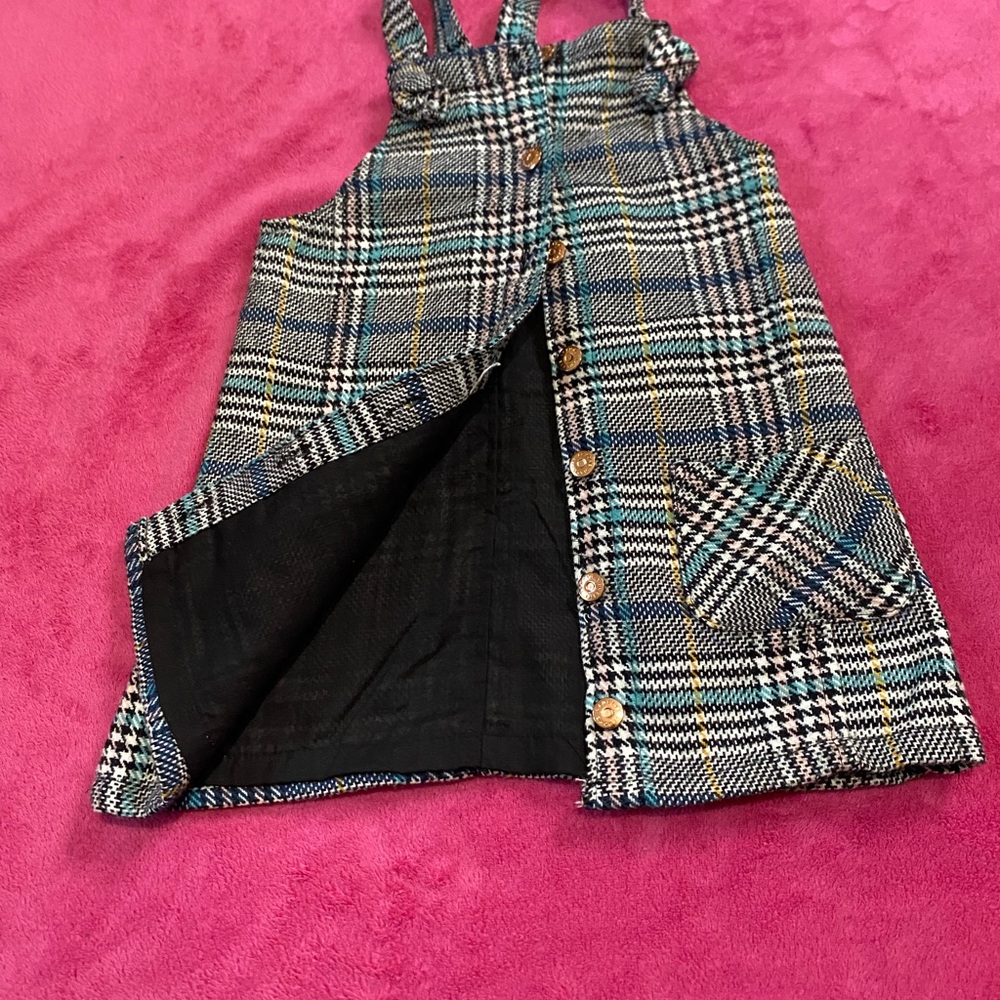Plaid Button-Up Sleeveless Dress - Picture 3 of 4